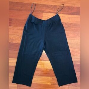 Eileen Fisher Black Wool Blend Elastic Waist Cropped Pants S
